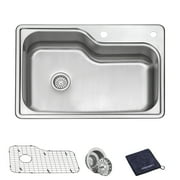 JASSFERRY 33-inch Kitchen Sink Drop-In Topmount 18-gauge Stainless Steel Single Bowl